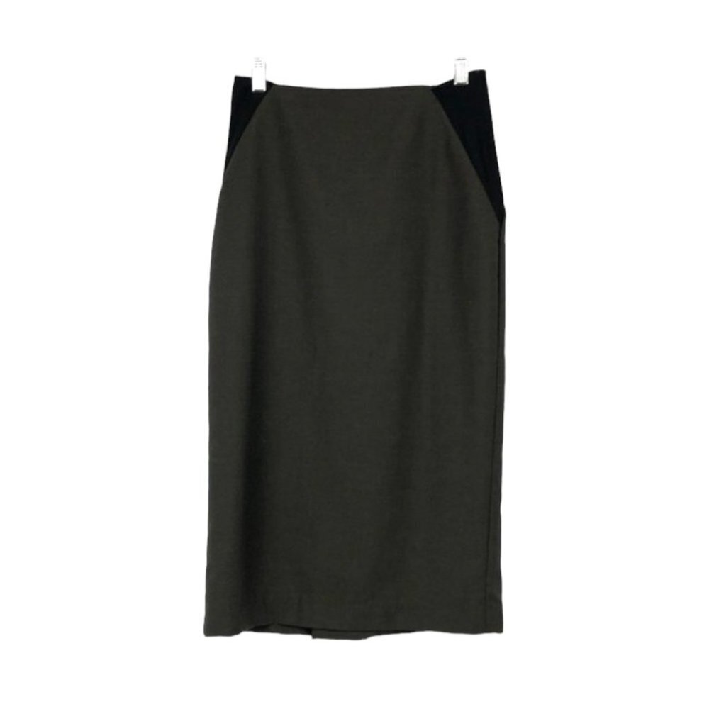 Rachel Comey  brown 100% Wool pencil skirt stretchy waist black panels XS